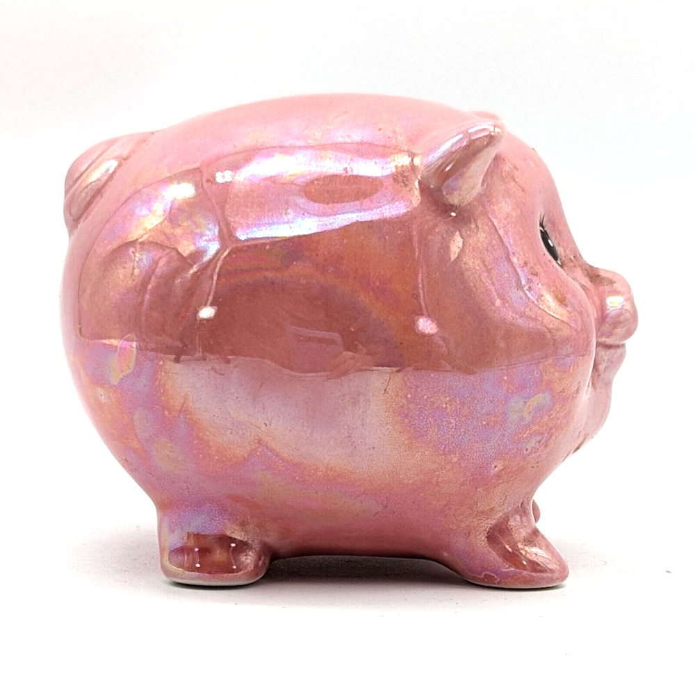 Mid Century Pink Piggy Bank Lusterware Anthropomorphic Coin Bank - Picture 5 of 12